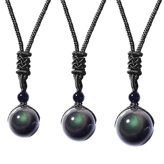 Collier en obsidienne naturelle